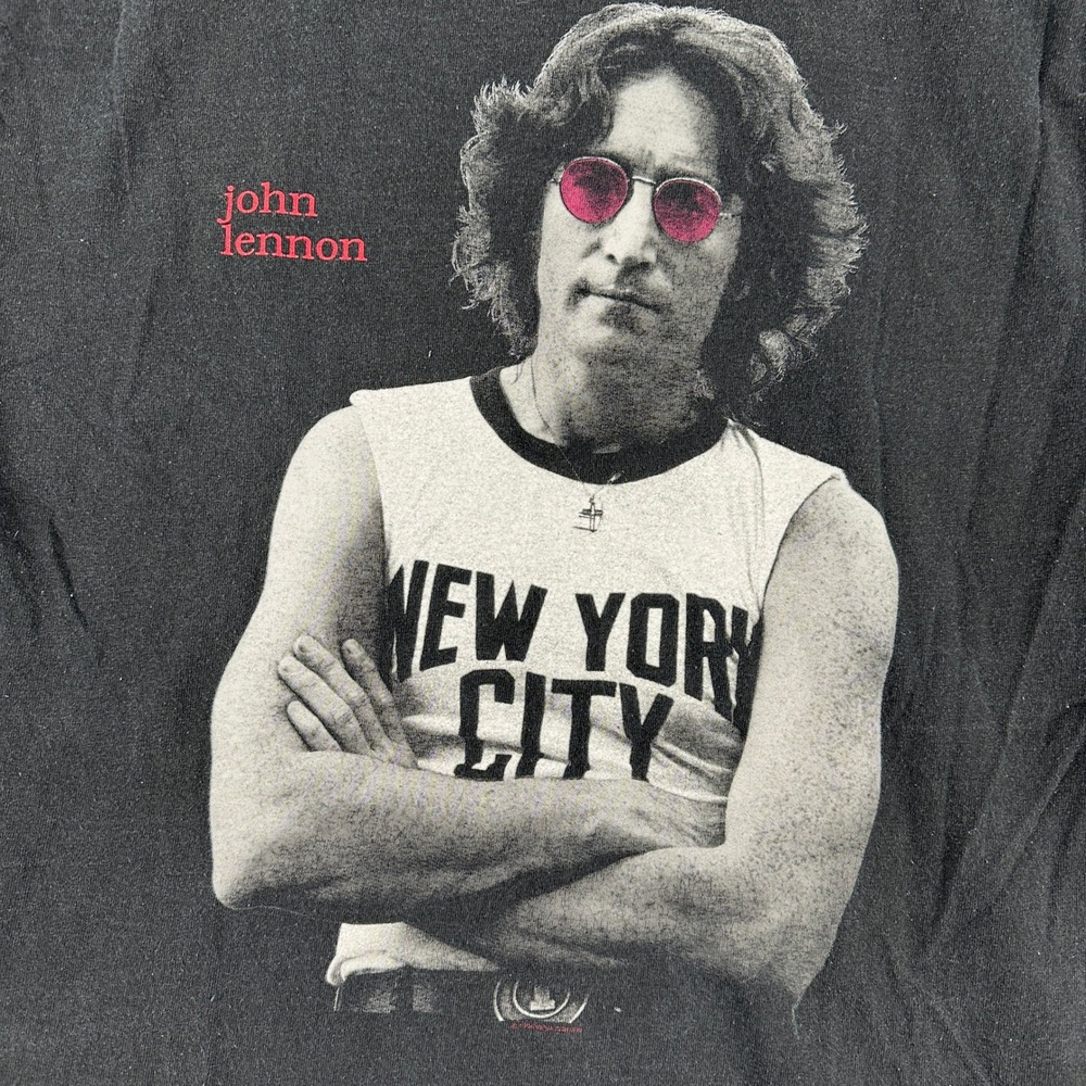 Alstyle T Shirt Mens M Black John Lennon Imagine New York City Graphic Tee AAA - Picture 3 of 9